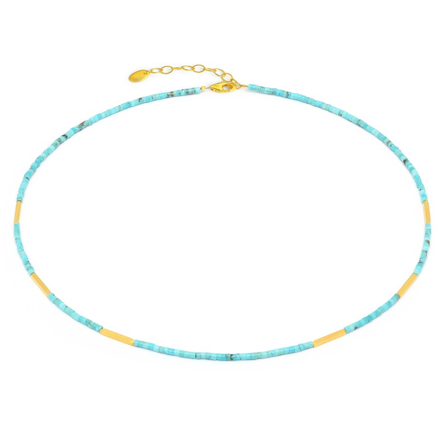 BERND WOLF Waina Halskette mit blauem Türkis 24 Karat goldplattiert – 85724256-043