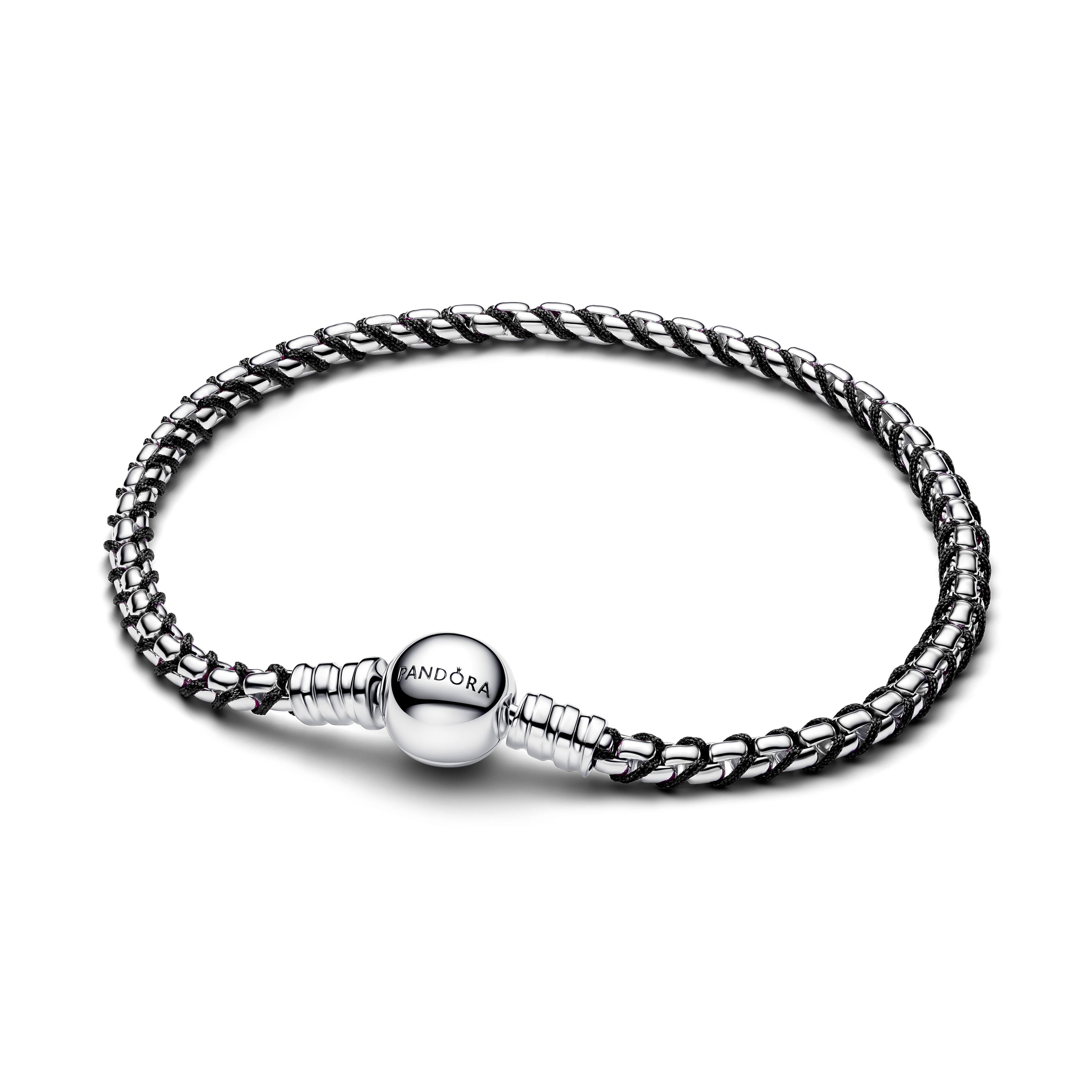 PANDORA Damen-Silberarmband Veneziakette Schwarz 593816C02