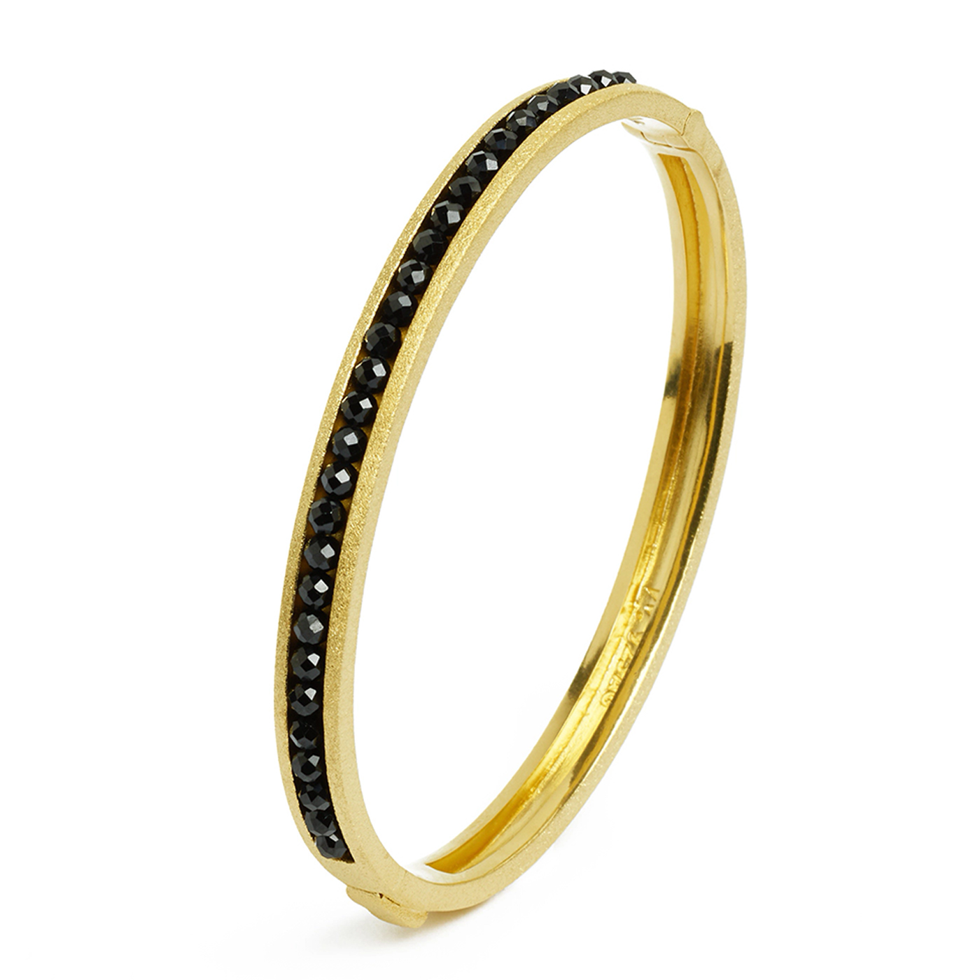 63114496 Abisenio Designlinie Basics Armreif mit elegantem schwarzen Spinell und 24 Karat Goldplat