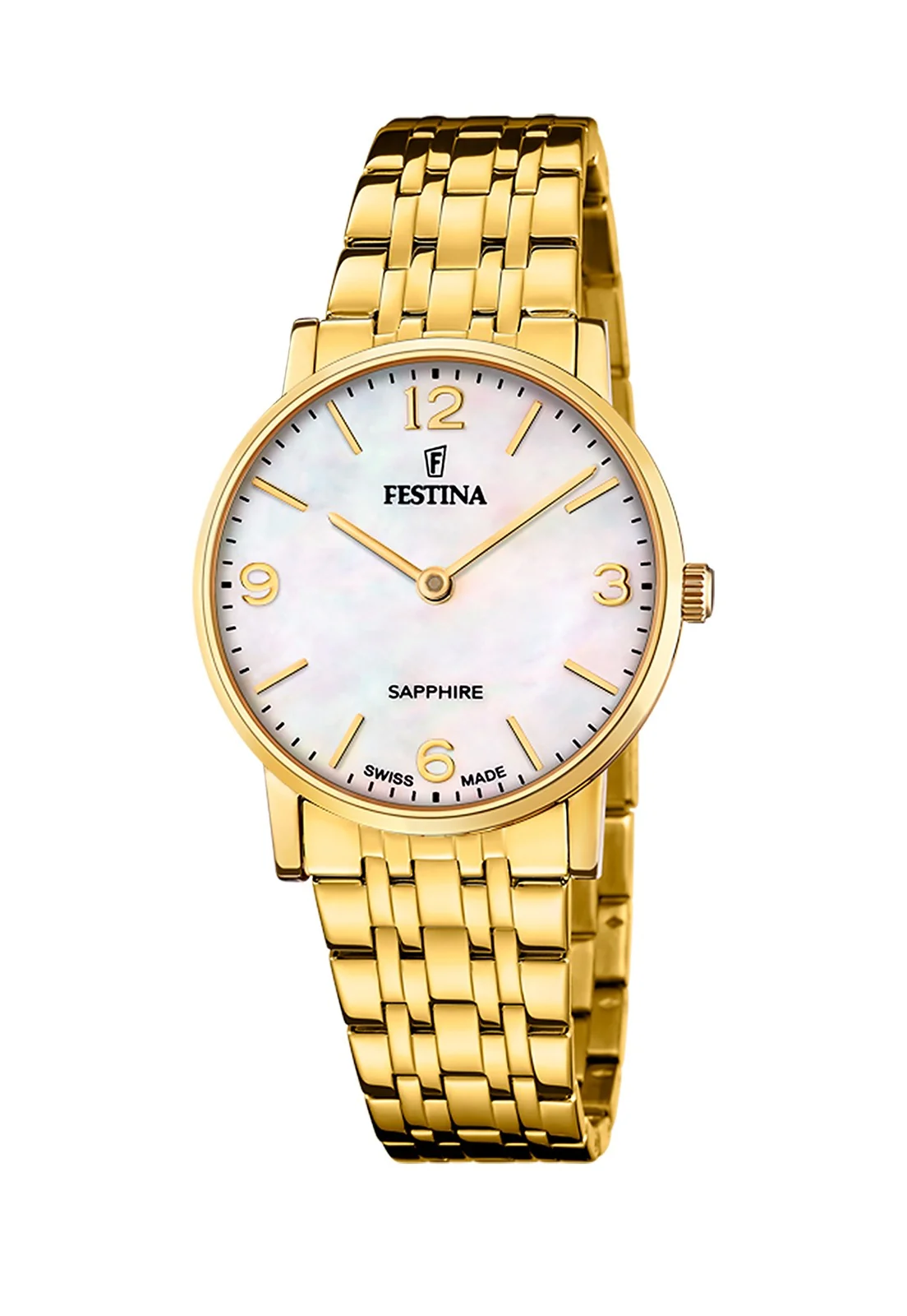 FESTINA Swiss Damenuhr Gold mit weißem Zifferblatt - F20048/2