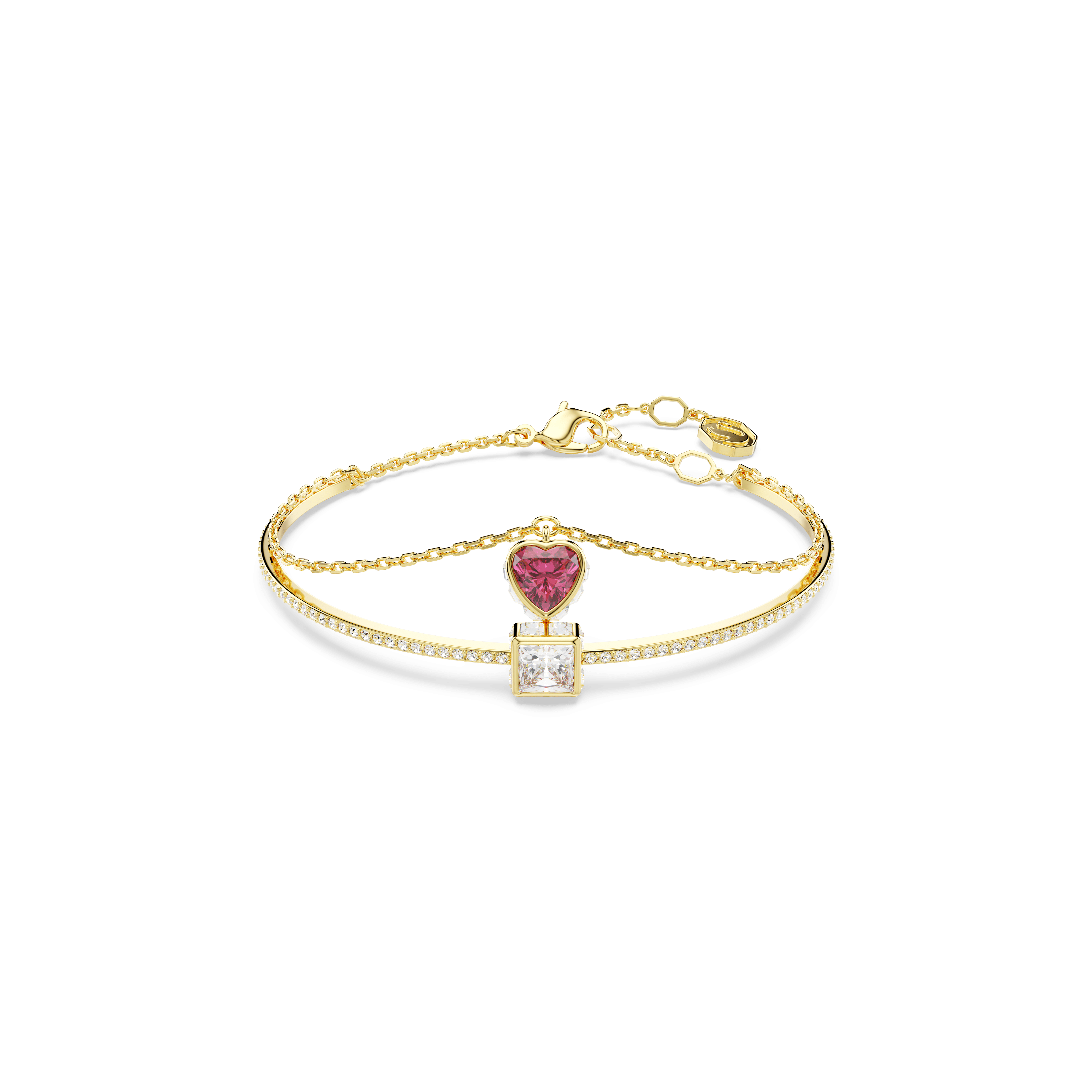 SWAROVSKI Chroma Doppelarmband Gold Rot Weiß Herz Zirkonia - 5683835