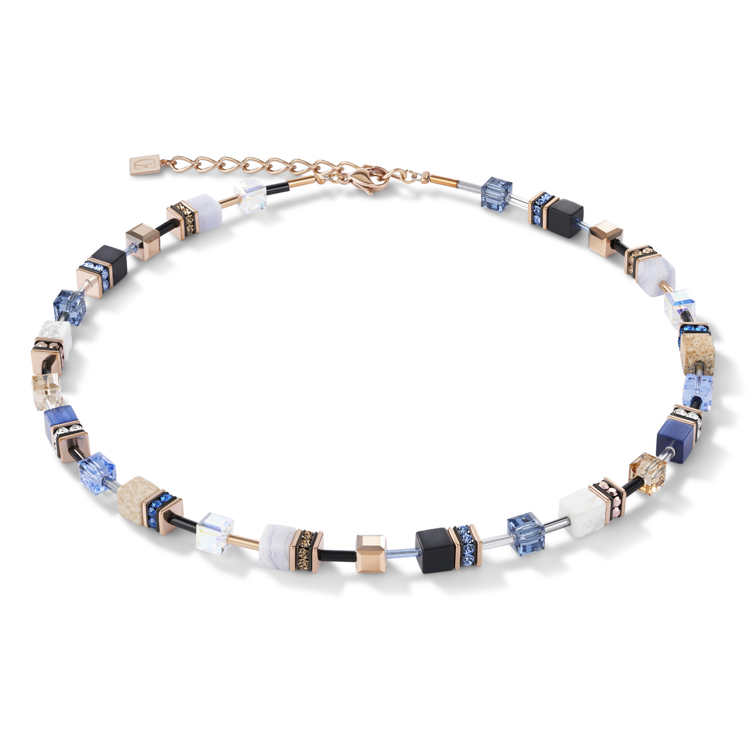 COEUR DE LION GeoCUBE Halskette Edelsteine Roségold-Multicolor - 4905/10-0710