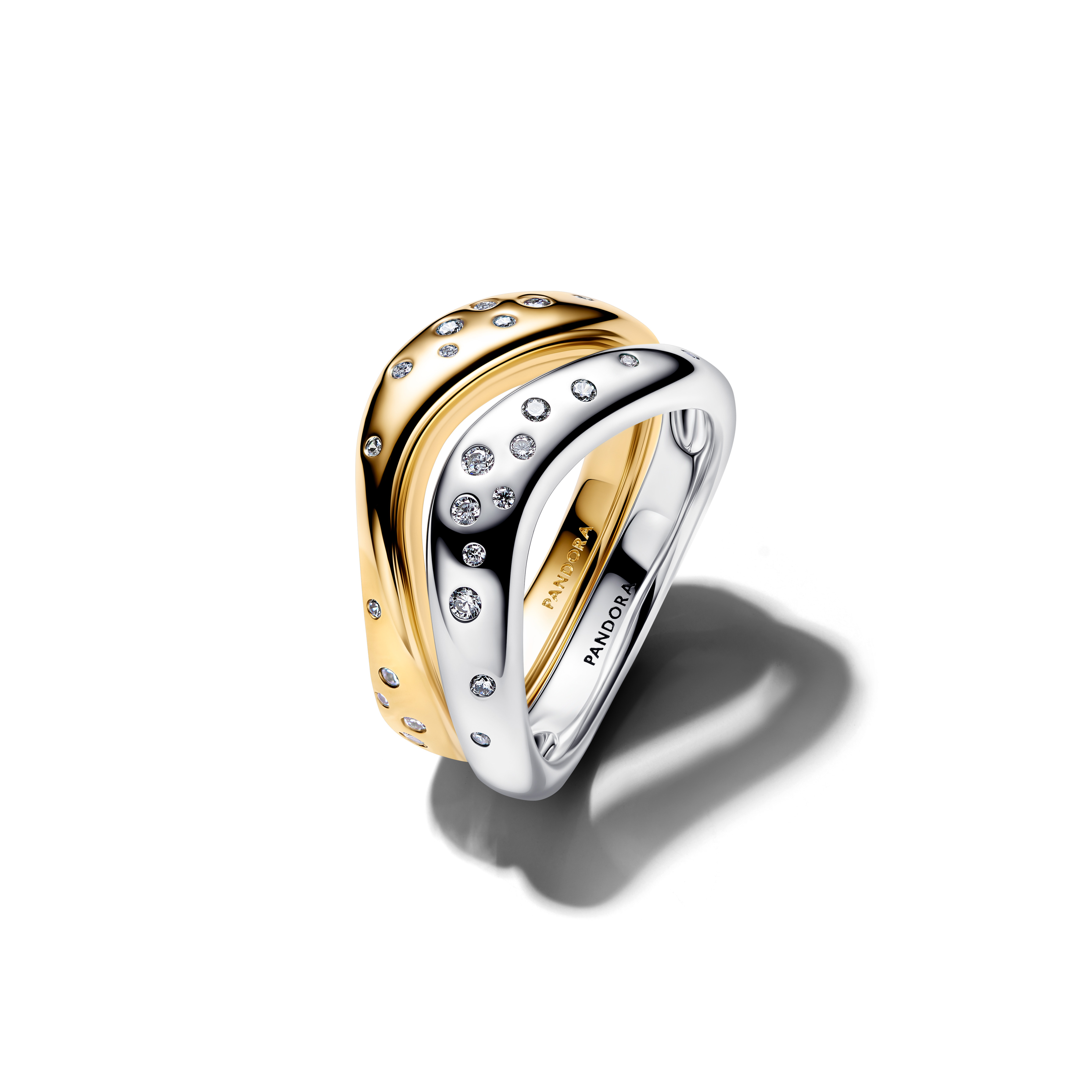 PANDORA Organisch Geformte Bicolor Stacking-Ringe 164674C01-58