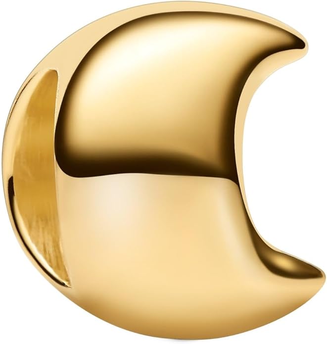 PANDORA Moments Mond Mini-Charm mit 14k vergoldete Metalllegierung, Kompatibel Moments, 764516C00