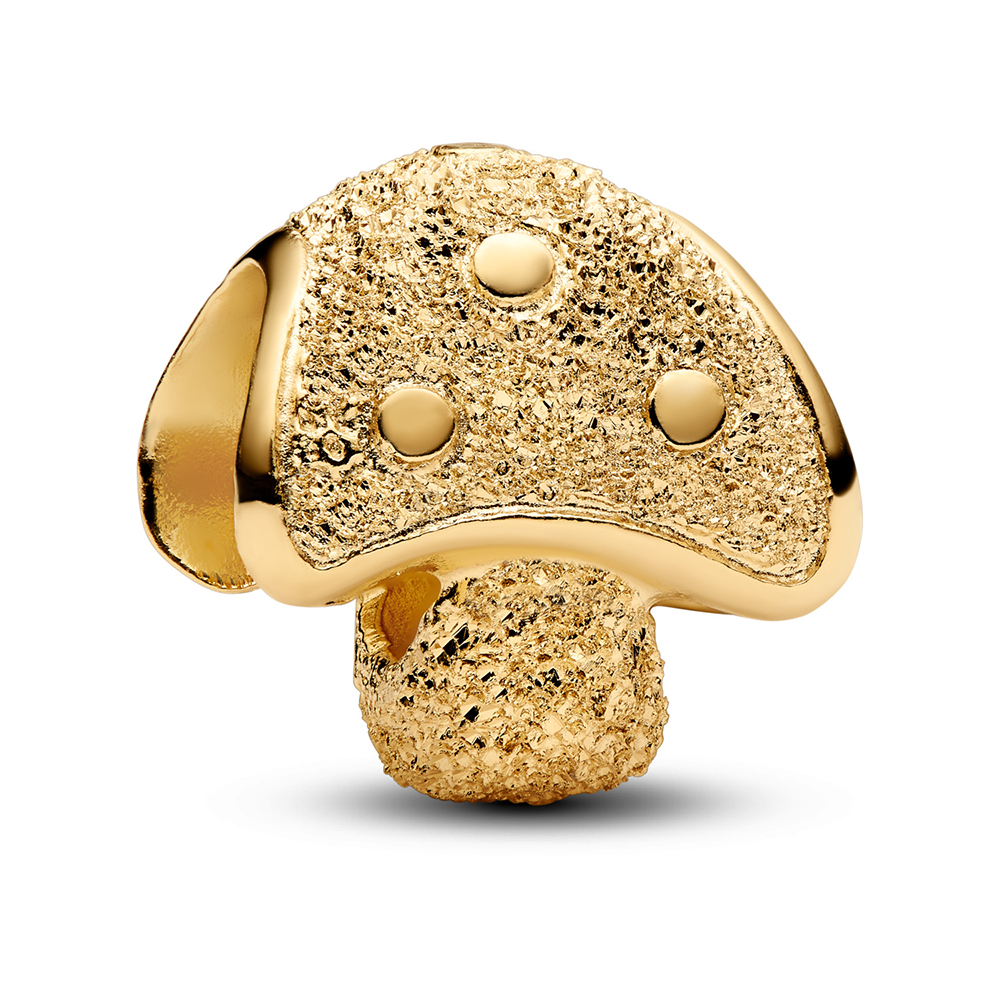 PANDORA SHINE Strukturiertes Pilz Mini-Charm 14 Karat Vergoldung 764048C00