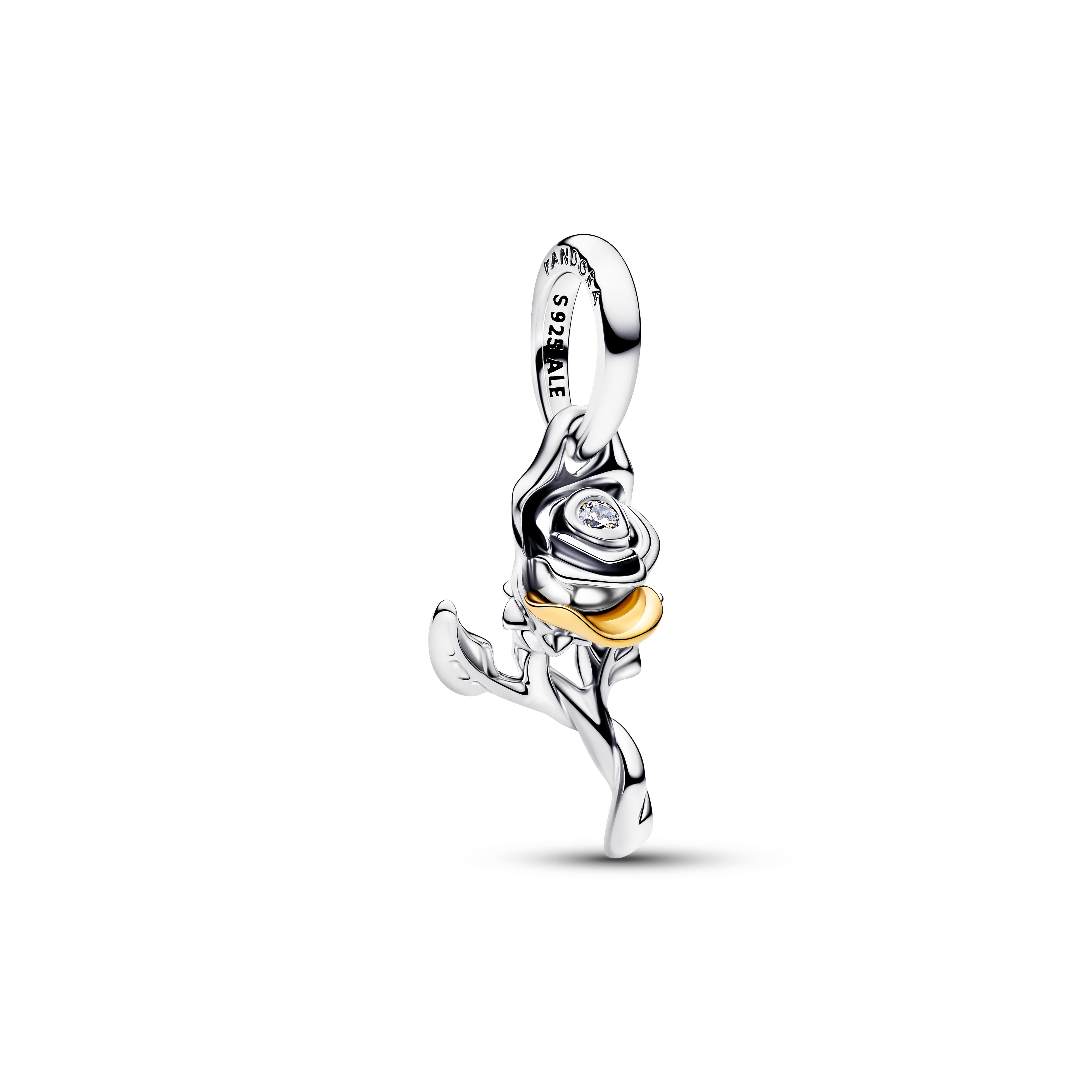 PANDORA Charm-Anhänger Disney Belle Verzauberte Rose mit Labordiamant Bicolor - 764405C01