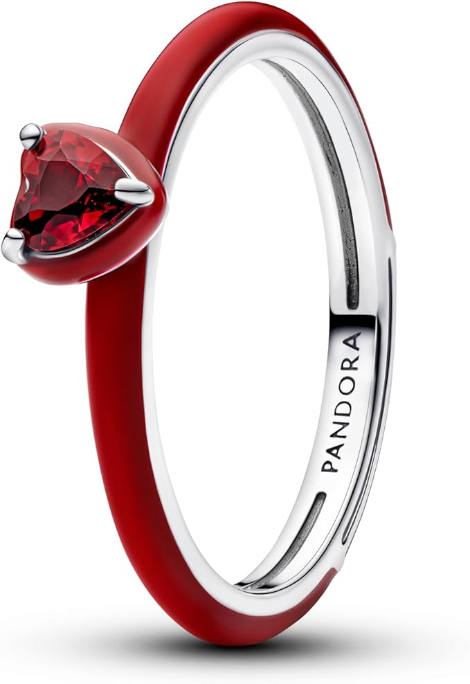 PANDORA Damen Silberring Rotes Chakra Herz 193088C05