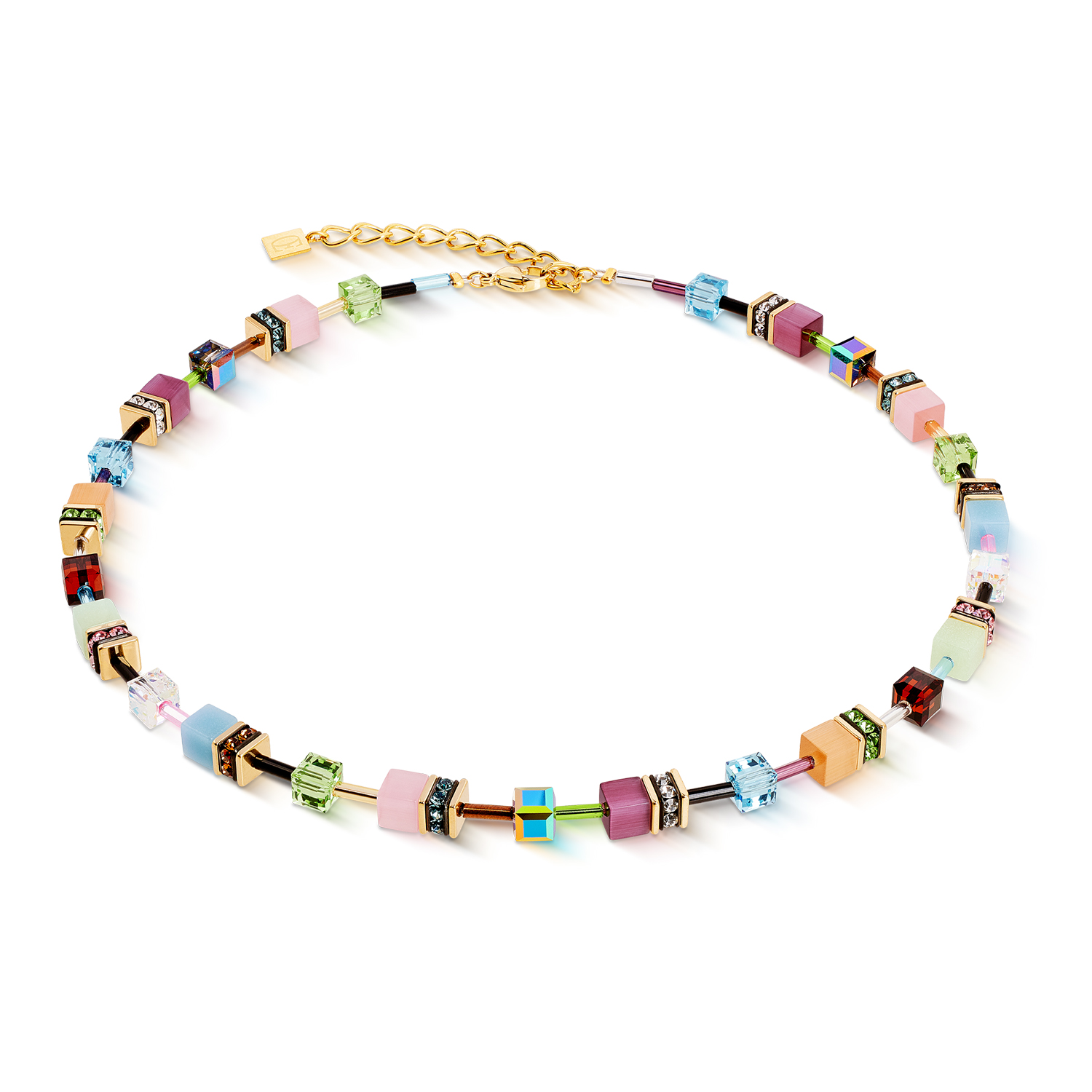 COEUR DE LION GeoCUBE Iconic Art Nouveau Halskette Gold-Multicolor - 2838/10-1578