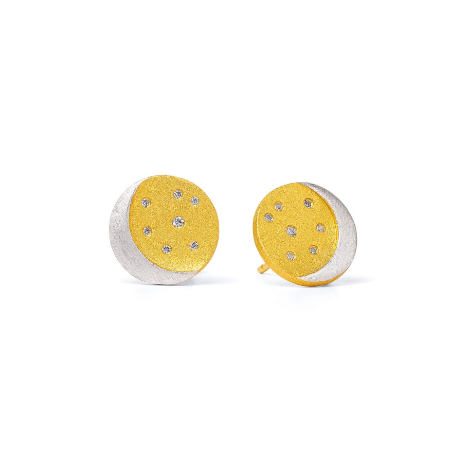 BERND WOLF Lunar Ohrstecker Bicolor mit Zirkonia 24 Karat goldplattiert & versilbert – 1930007158