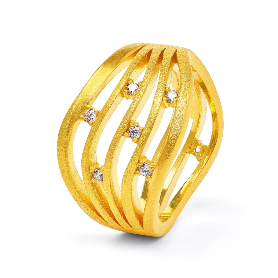 BERND WOLF Selma Ring mit Zirkonia 24 Karat goldplattiert Größe 56 – 52030156-056