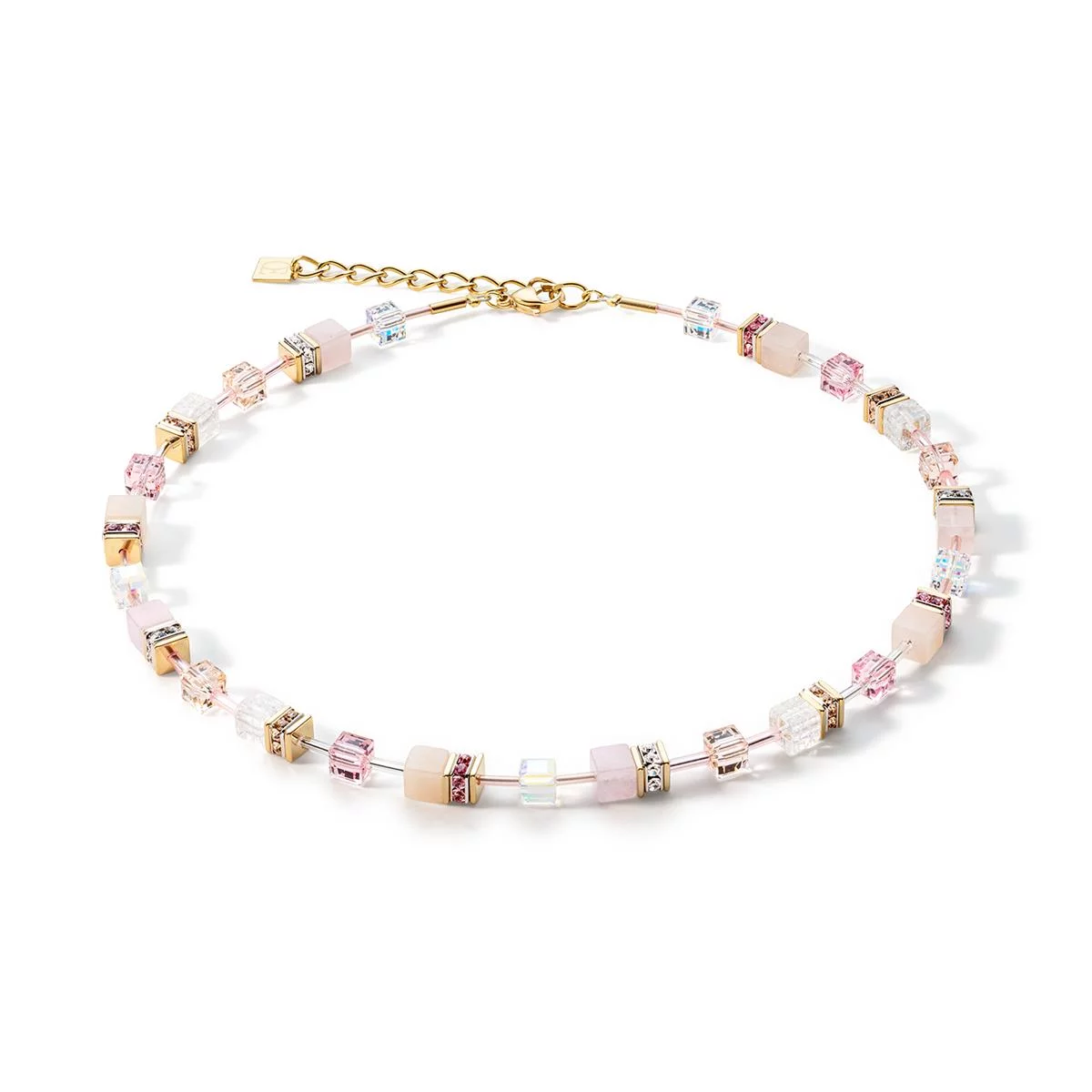 COEUR DE LION GeoCube Hellrosa mit Rosenquarz vergoldet 460510.1920.0