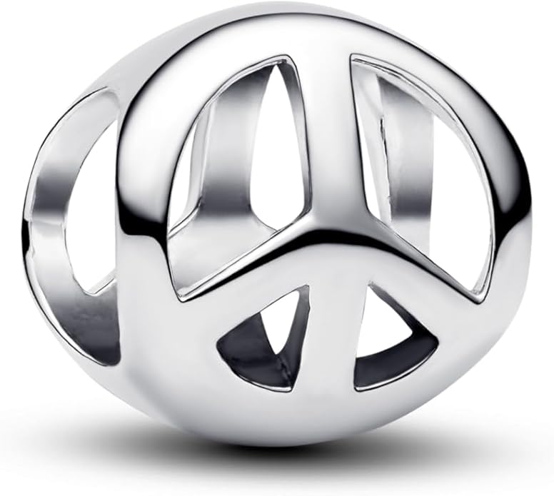 PANDORA Moments Friedens-Symbol Mini-Charm aus Sterling Silber, Kompatibel Moments, 794512C00