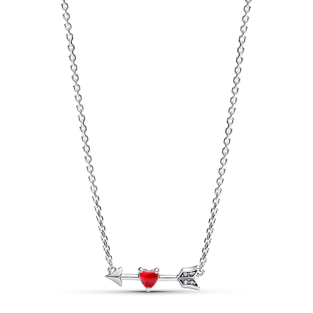 Pfeil und Murano-Glas-Herz PANDORA  Halskette 393669C01-50