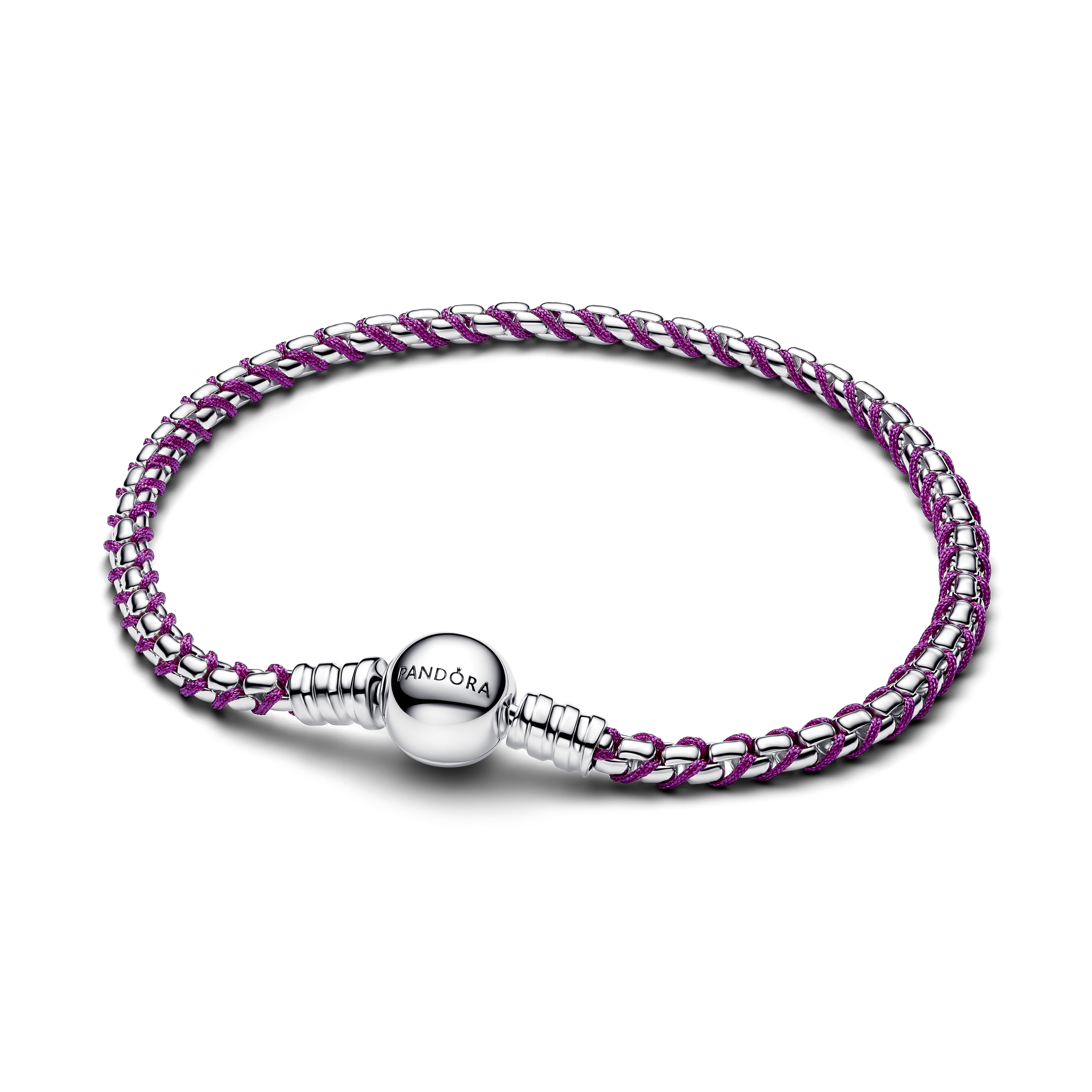 PANDORA Lilafarbene Kordel Kastenkette Armband 593816C03