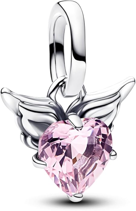 PANDORA ME Geflügeltes Herz Mini-Charm-Anhänger aus Sterling Silber mit künstlichem Kristall, Kompatibel ME und Moments, 793626C02 