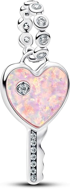 PANDORA Moments Schillernder Roter Schlüssel Charm-Anhänger aus Sterling Silber mit Zirkonia, Kompatibel Moments, 794427C01