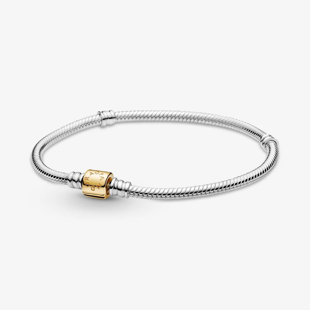 Pandora Moments Silber Schlangenarmband14k Gold Zylinderverschluss 599347C00