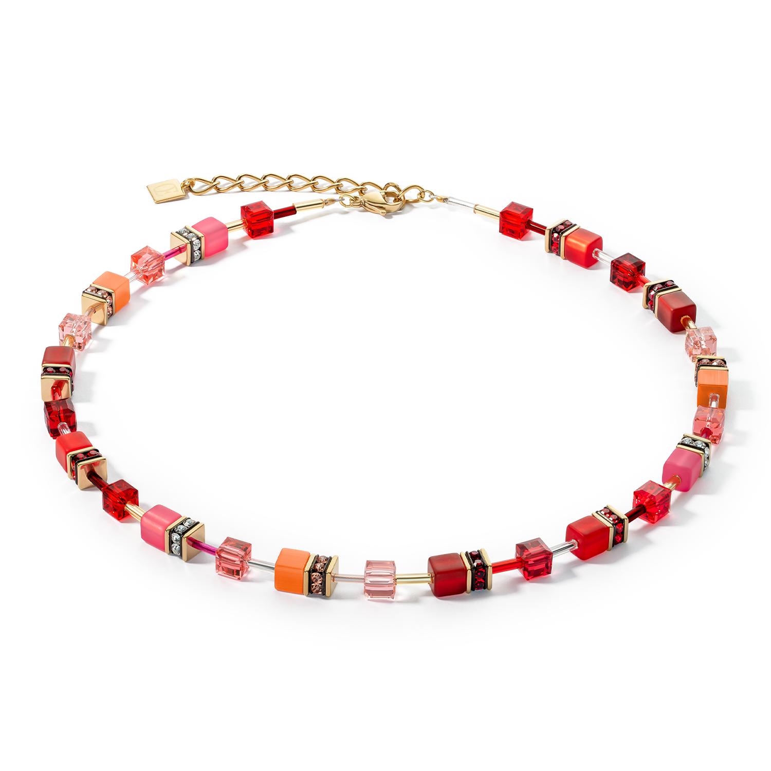 COEUR DE LION GeoCUBE Iconic Halskette Gold-Rot - 2838/10-0300