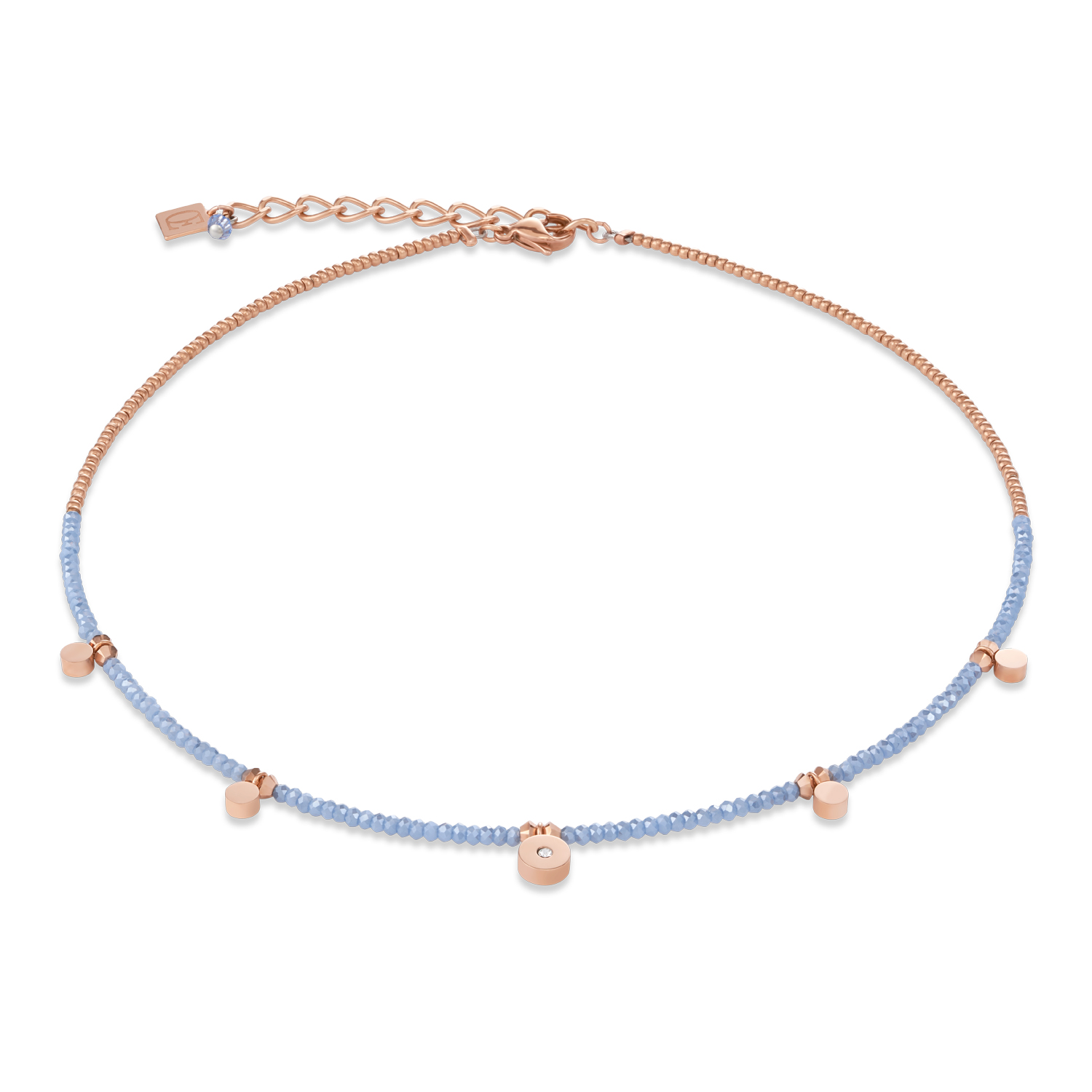 COEUR DE LION Halskette mit Swarovski Kristallen Blau Roségold - 4989/10-0720