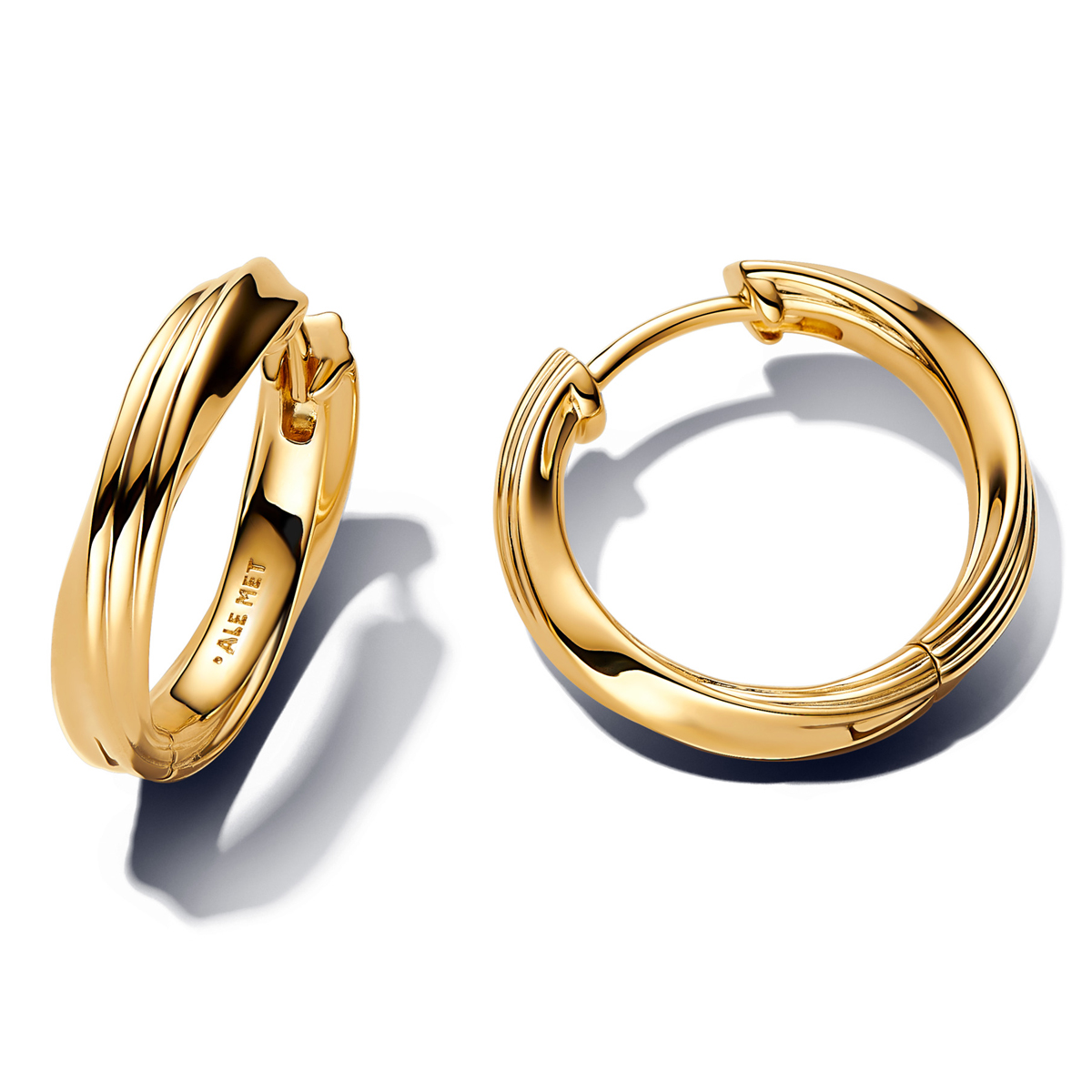 PANDORA SHINE Verdrehte Creolen-Ohrringe 14 Karat Vergoldung 263878C00