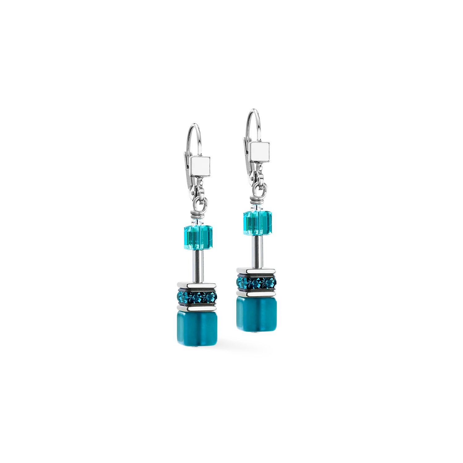 COEUR DE LION GeoCUBE® Iconic Ohrringe Teal silber 283820.0624.0