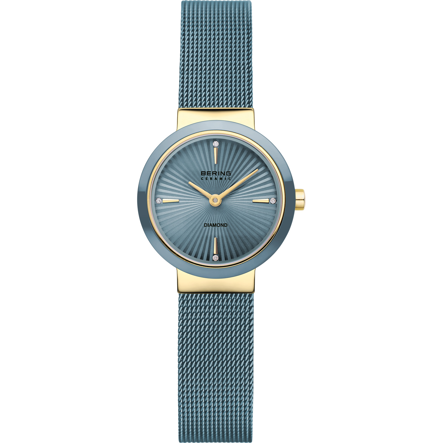 BERING Damenuhr mit Milanaiseband hellblau 10725-339