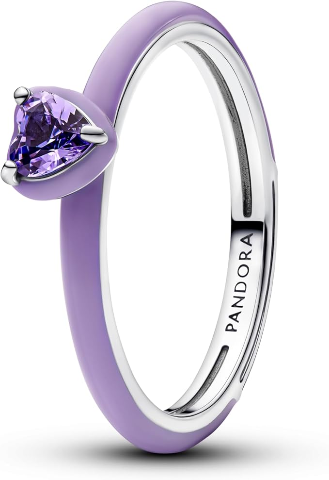 PANDORA Damen-Ring Silber Lilafarbenes Chakra Herz 193088C04