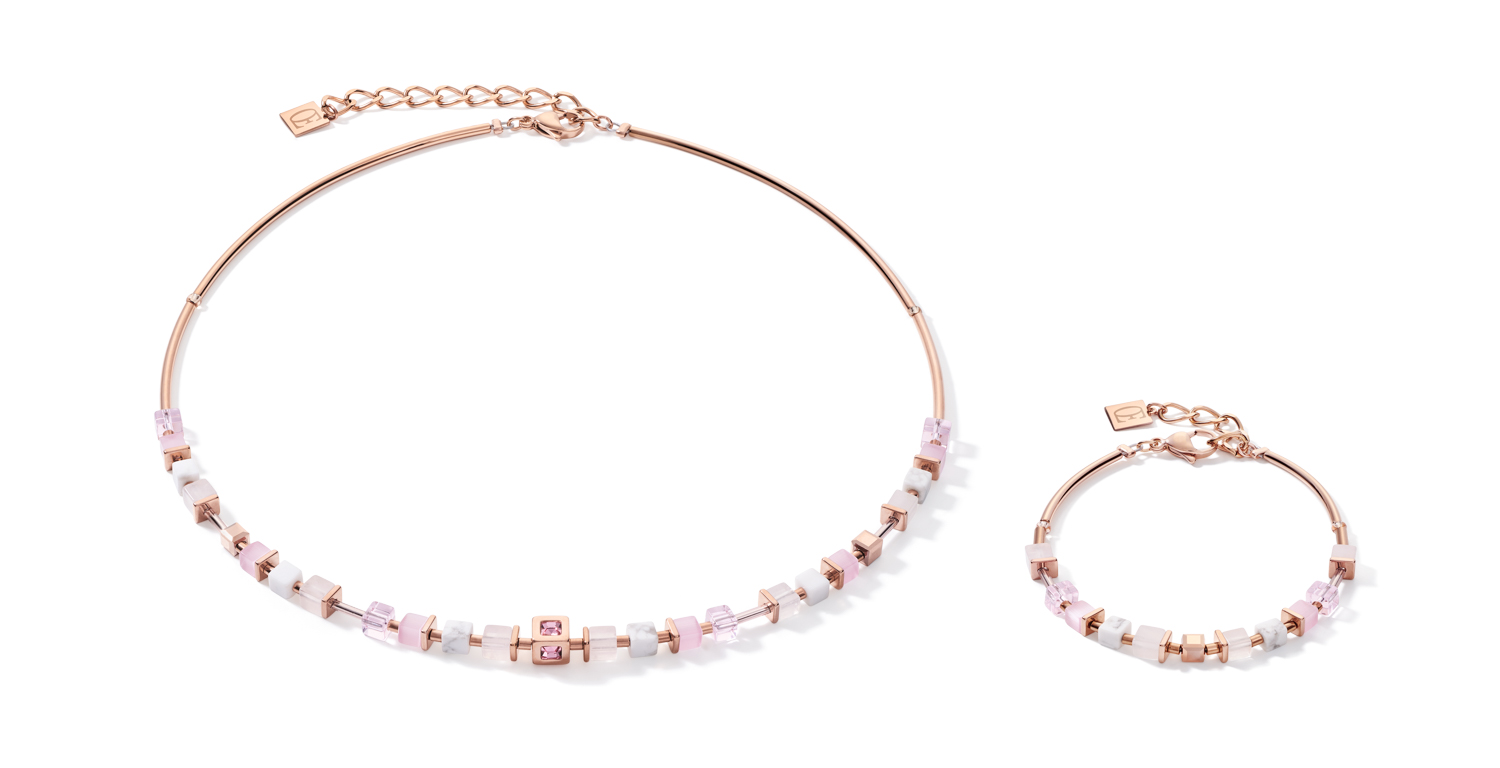COEUR DE LION Collier mit Swarovski Kristallen Gold-Rosa - 5024/50-1900