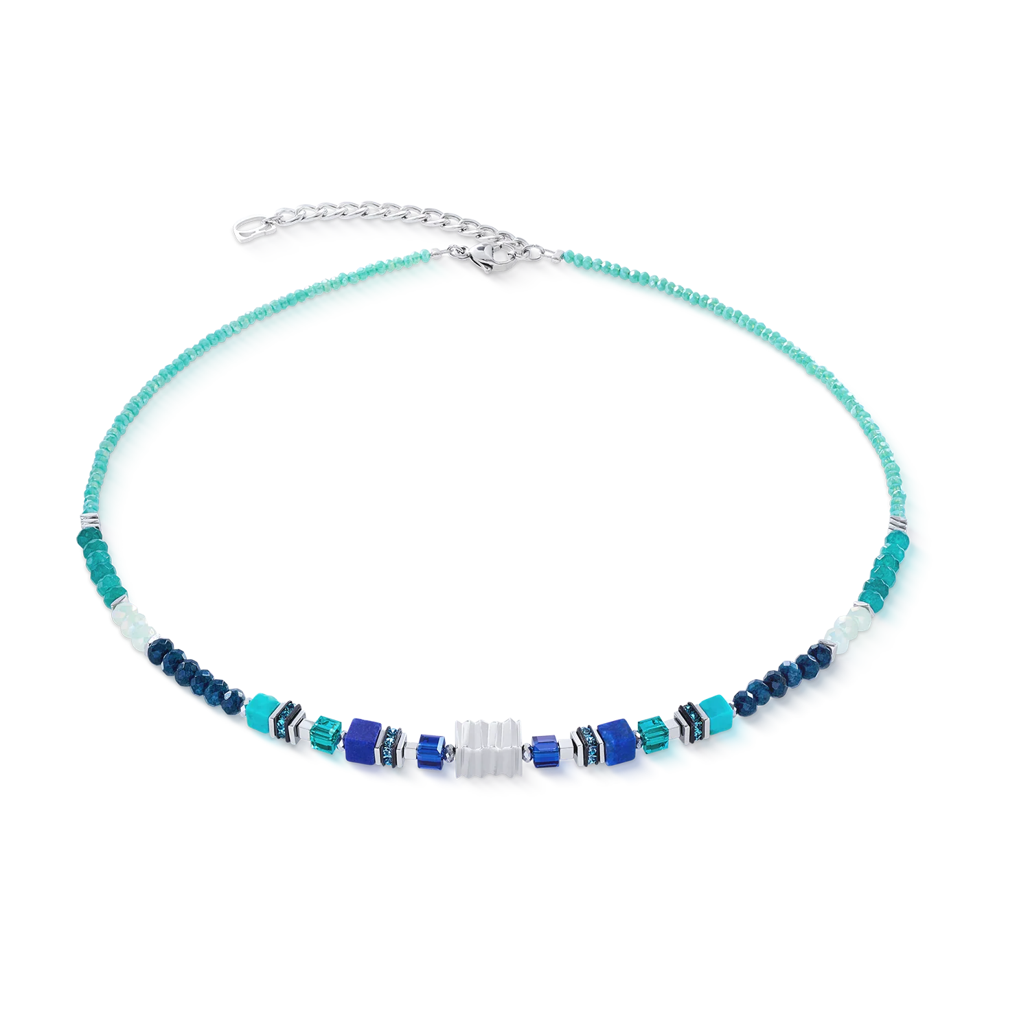 COEUR DE LION Halskette Wave Precious Flow silber-teal 304610.0607.0