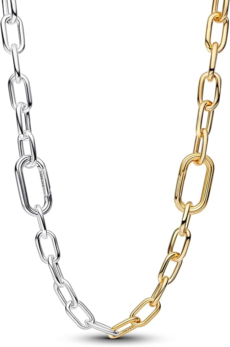 PANDORA ME Bicolor Glieder-Halskette aus Sterling Silber mit 14 Karat vergoldete Metalllegierung, Kompatibel ME Anhänger, Größe:45 cm, 364343C00-45