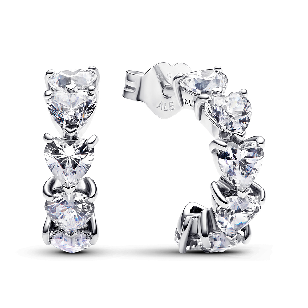 PANDORA Funkelnde Herzen Offene Creolen 293657C01