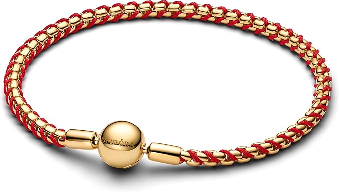 PANDORA Damenarmband Schlangenkette Goldfarben/Rot 563816C01