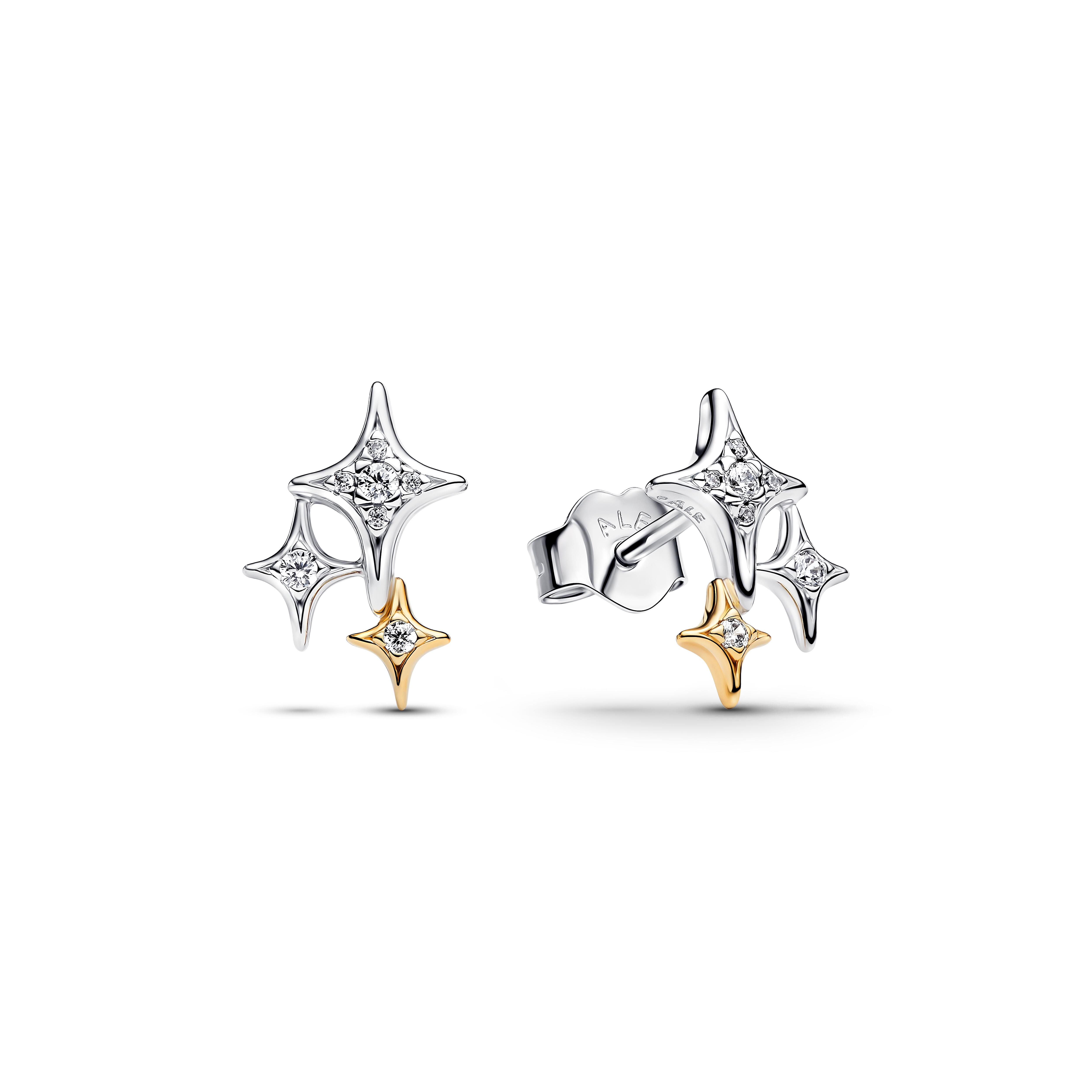 PANDORA Ohrstecker Triple Star mit Zirkonia Silber Gold - 265050C01