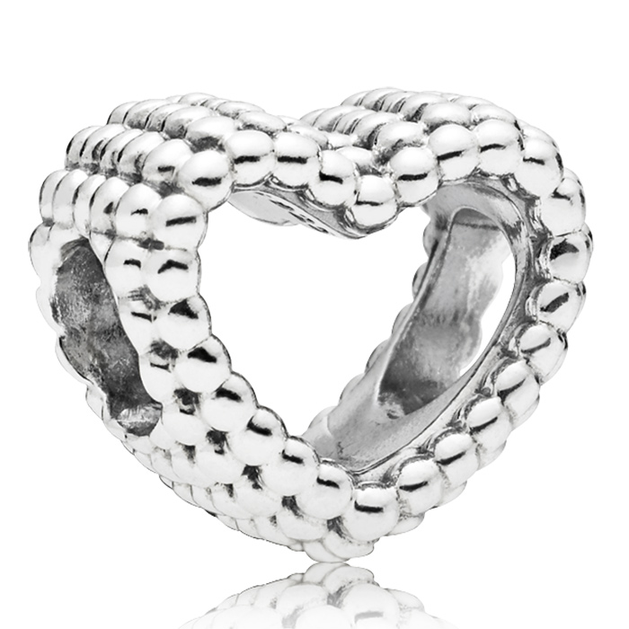 Herz PANDORA Charm silber Beaded heart 797516
