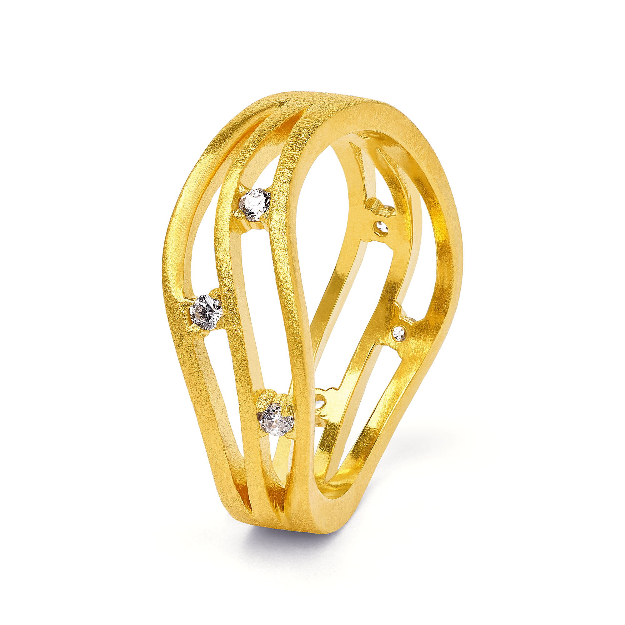 BERND WOLF Selmi Ring mit Zirkonia 24 Karat goldplattiert Größe 56 – 52031156-056