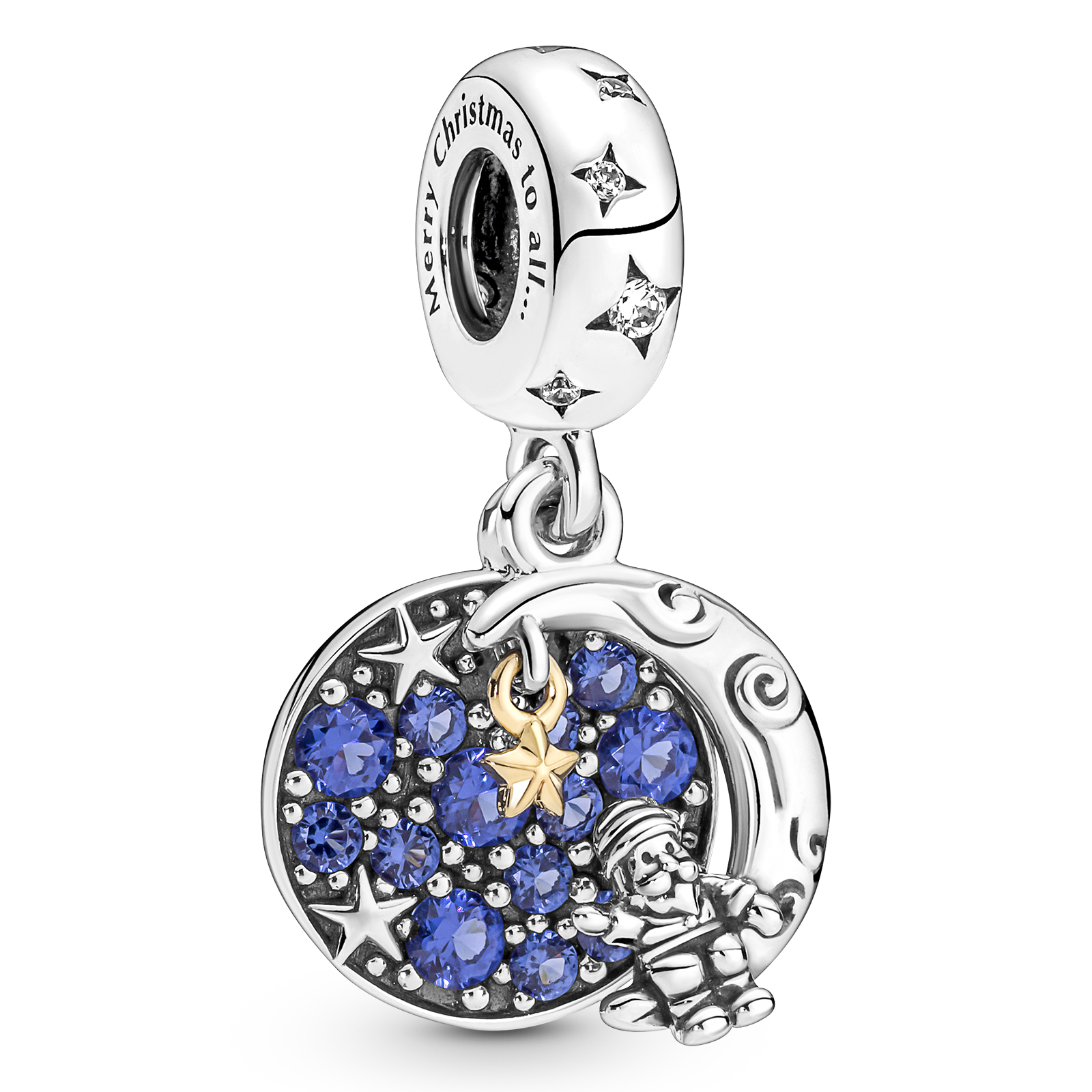 Weihnachtsmann auf dem Mond Doppelter PANDORA Charm-Anhänger 769648C01