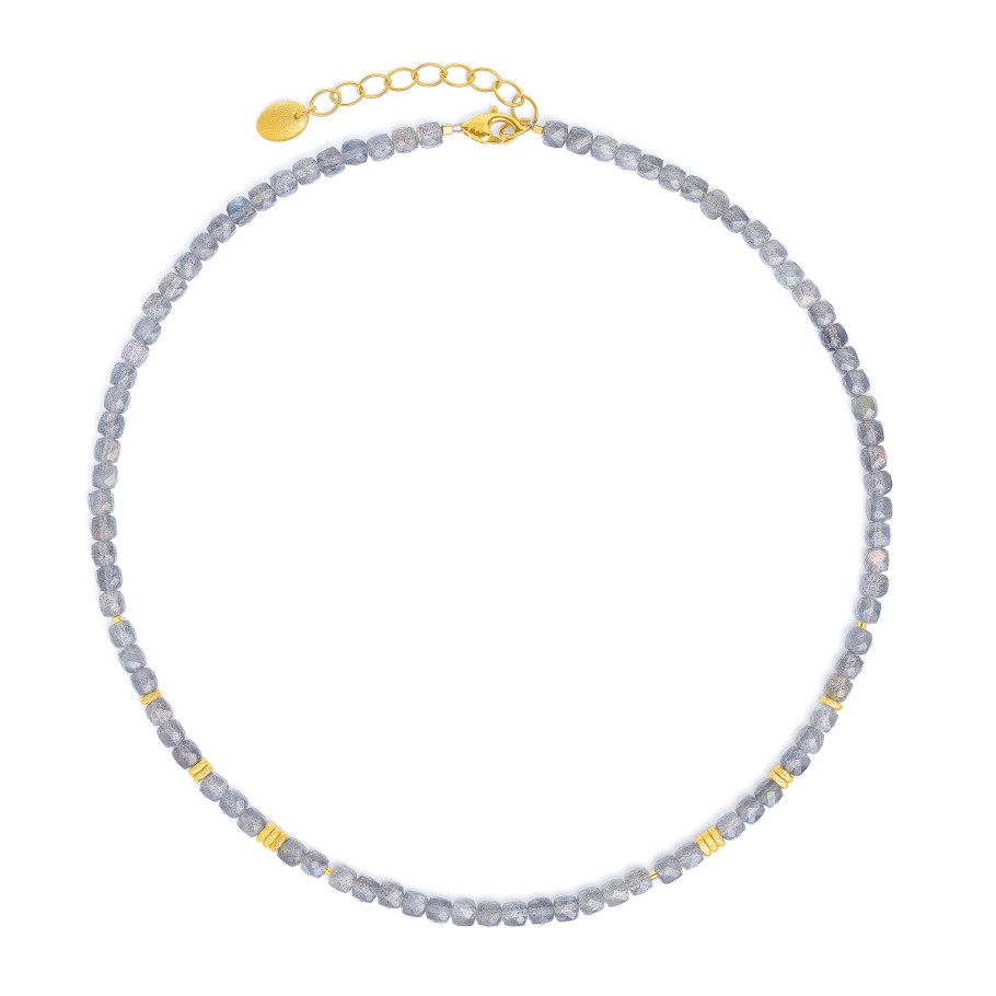 BERND WOLF Fabella Halskette mit Labradorit 24 Karat goldplattiert 46 cm – 8120003616-V46
