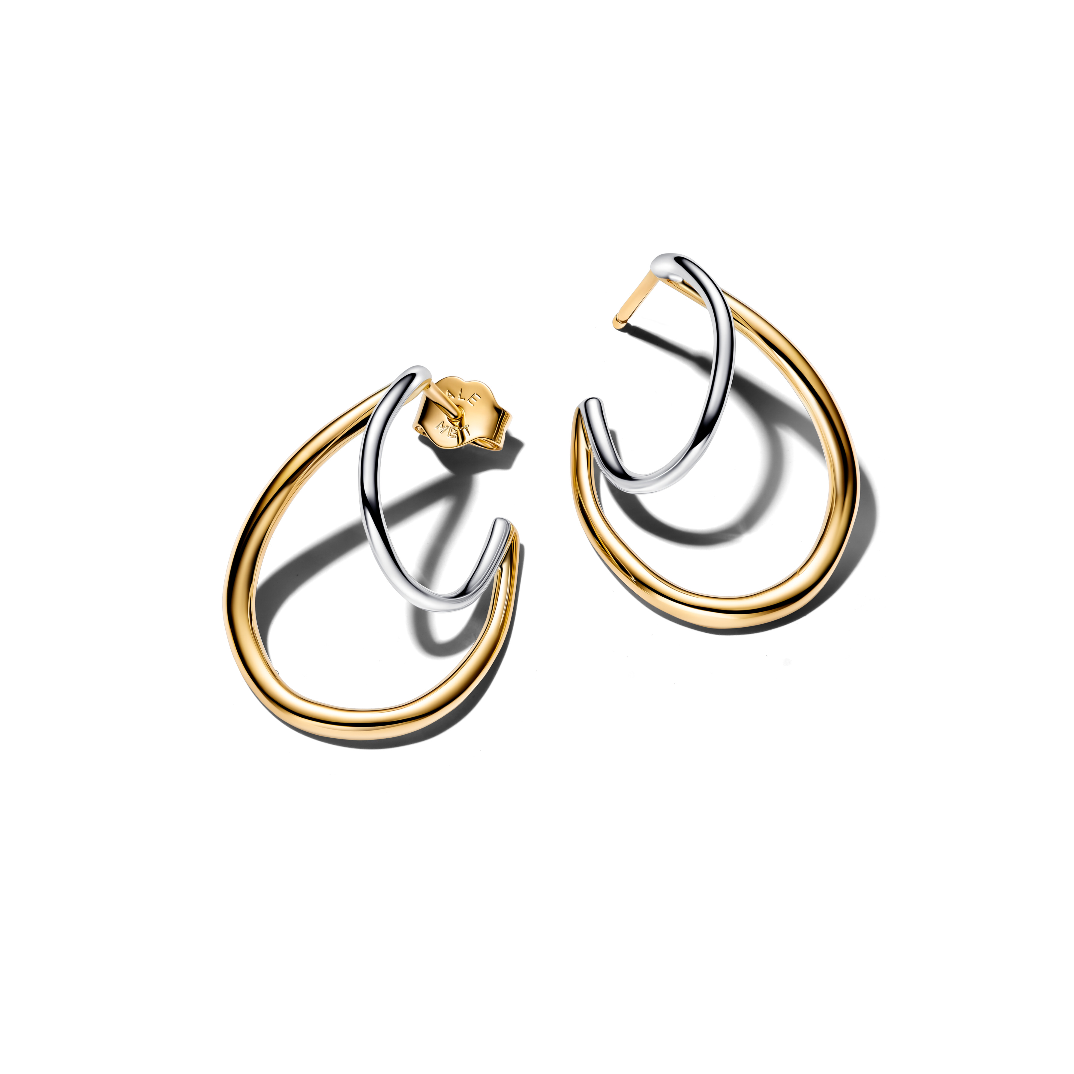 PANDORA Damen-Ohrringe Zweifarbig Doppel-Creolen 264657C00