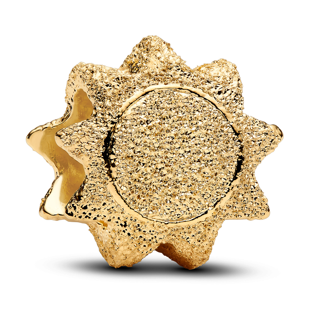 PANDORA SHINE Strukturierte Sonne Mini-Charm 14 Karat Vergoldung 764052C00