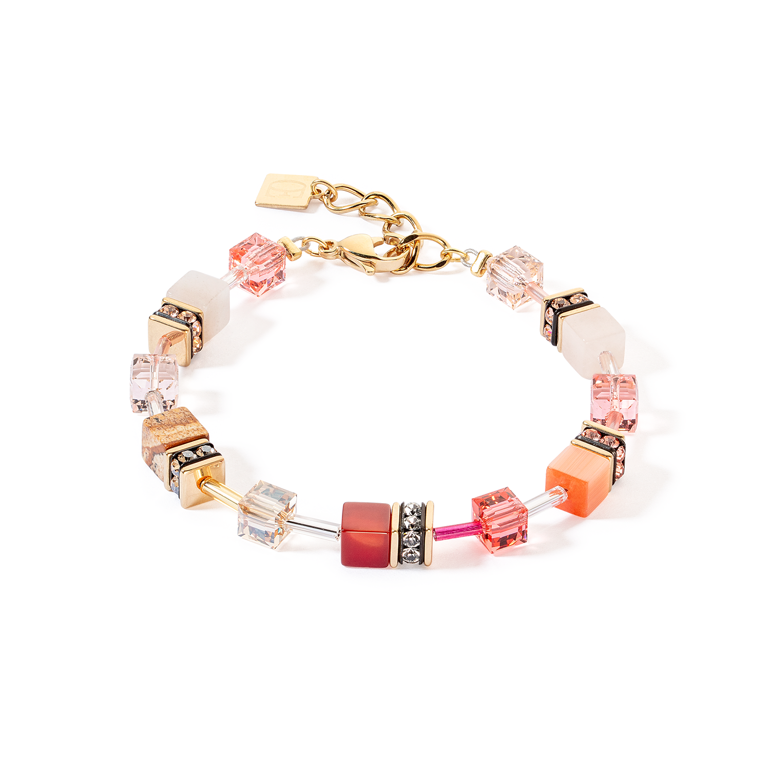 COEUR DE LION GeoCUBE Iconic Precious Armband Rot-Beige - 4905/30-0310