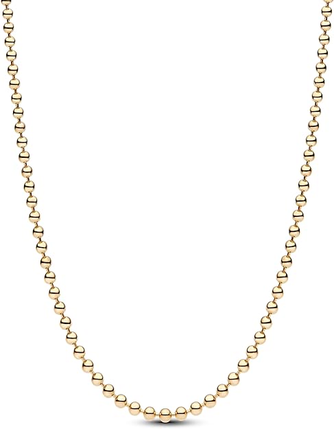 PANDORA Moments Kugelhalskette mit 14k vergoldeter Metalllegierung, Kompatibel Moments Charms, Größe 50cm, 362666C01-50