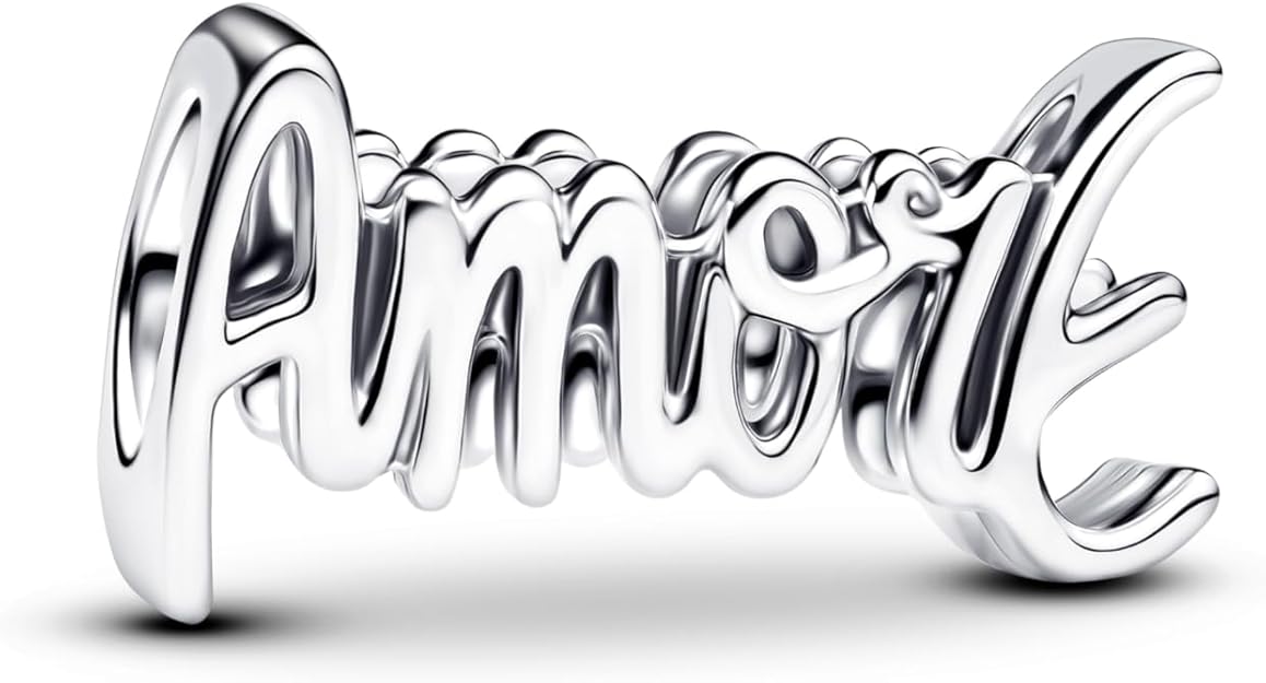 PANDORA Moments Amore Schrift Charm aus Sterling Silber, Kompatibel Moments, 794434C00
