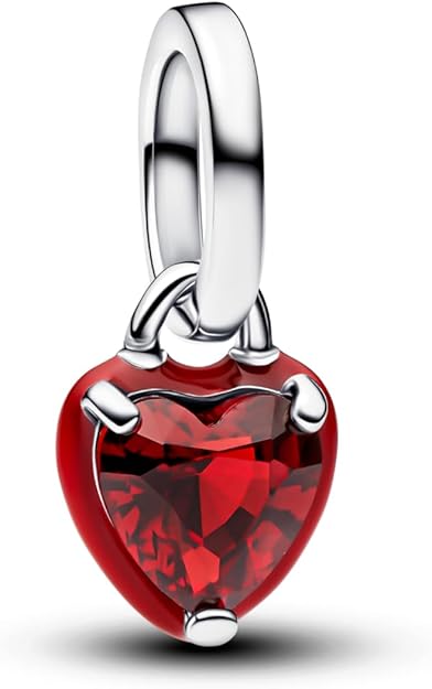 PANDORA ME Rotes Chakra-Herz Mini-Charm-Anhänger aus Sterling Silber mit künstlichem Kristall, Kompatibel ME und Moments, 793042C05
