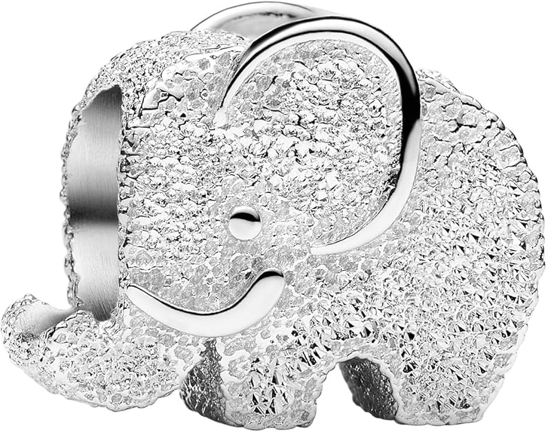 PANDORA Moments Strukturierter Elefant Mini-Charm aus Sterling Silber, Kompatibel Moments, 794528C00