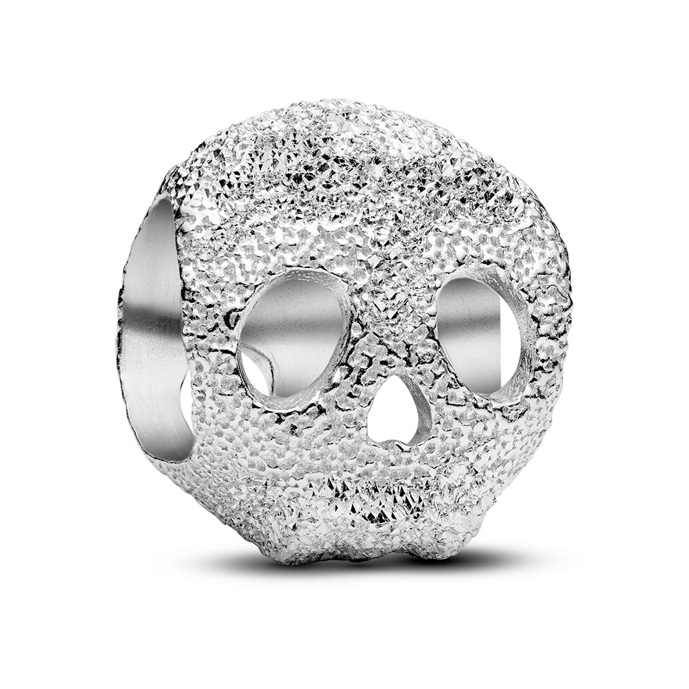 PANDORA Strukturierter Totenkopf Mini-Charm Sterling-Silber 794040C00