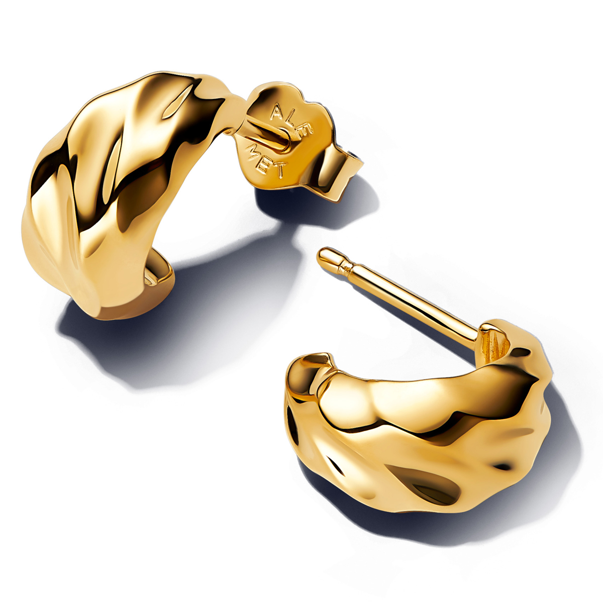 PANDORA SHINE Gewellte Offene Creolen-Ohrringe 14 Karat Vergoldung 263873C00