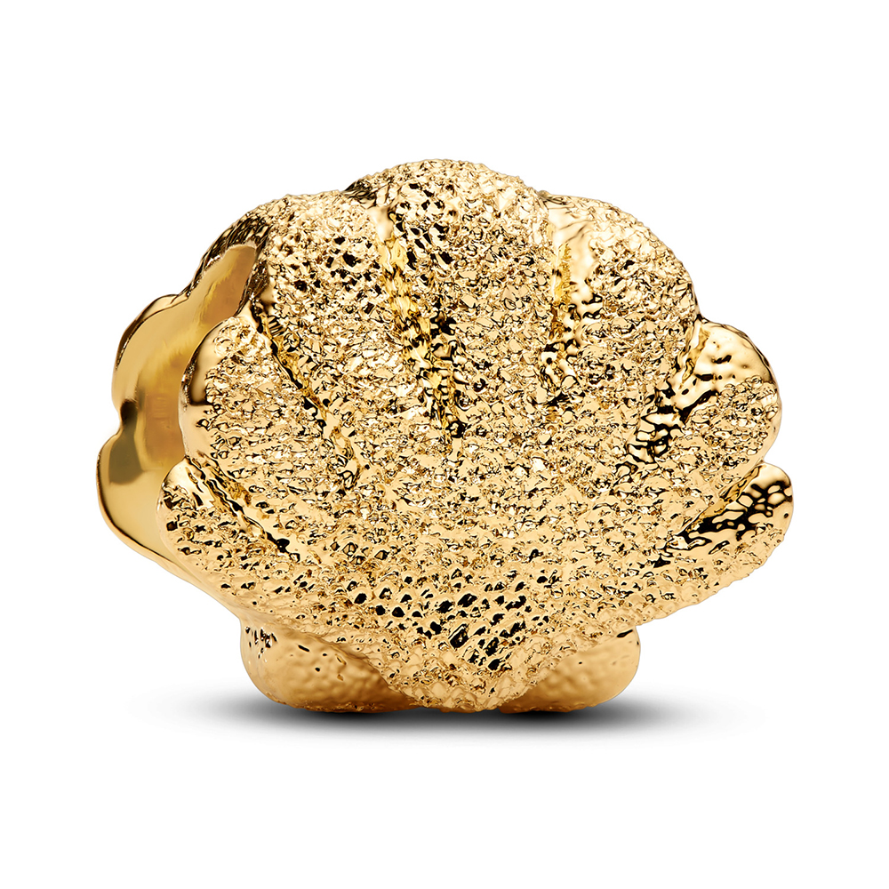 PANDORA SHINE Strukturierte Muschel Mini-Charm 14 Karat Vergoldung 764057C00