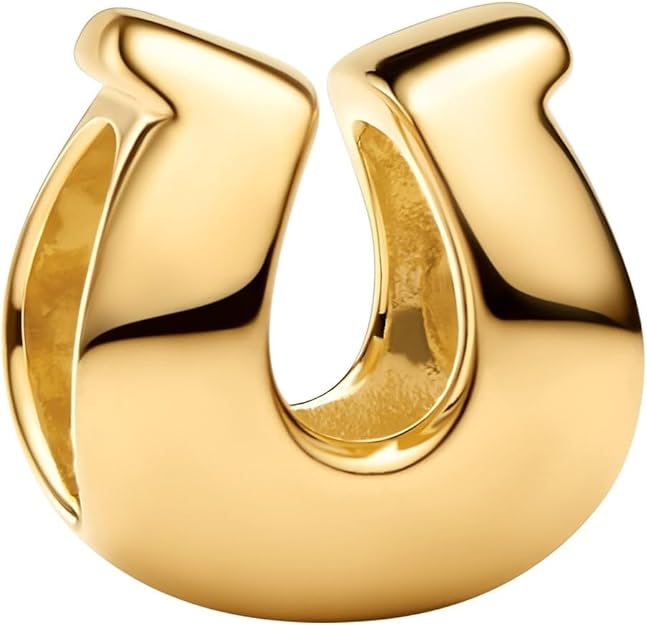 PANDORA Moments Hufeisen Mini-Charm mit 14k vergoldete Metalllegierung, Kompatibel Moments, 764517C00