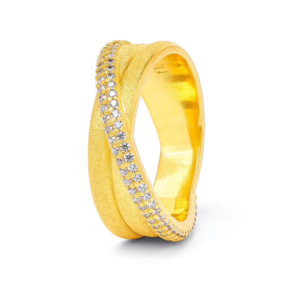 BERND WOLF Crescencia Ring mit Zirkonia 24 Karat goldplattiert Größe 58 – 5410001156-058