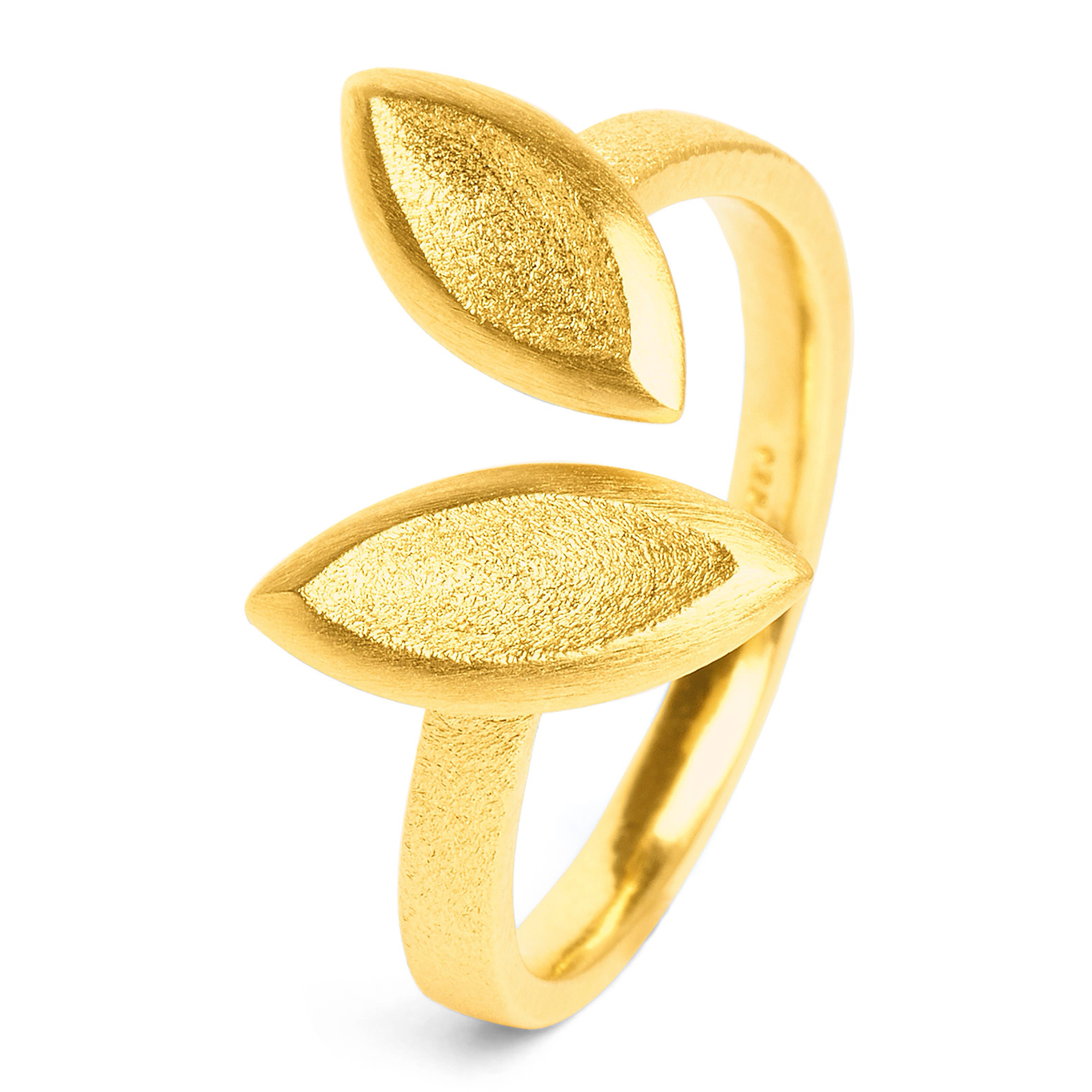 Navensi Designlinie Navette  Ring mit 925er Sterlingsilber und 24 Karat Goldplattierung 52702506